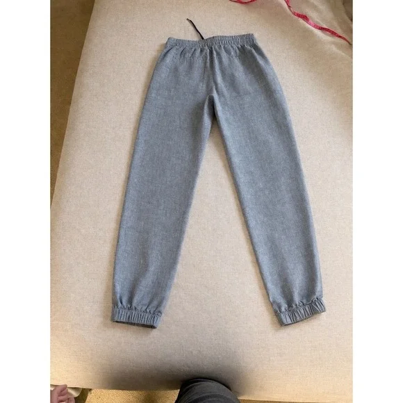 Athleta Cabo Linen Jogger Pants Gray Blue Size 2 Zip Pocket - Picture 3 of 10